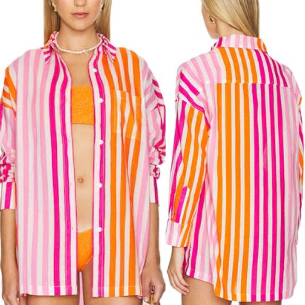 NWT Beach Riot Alexa Top in Sunset Stripes